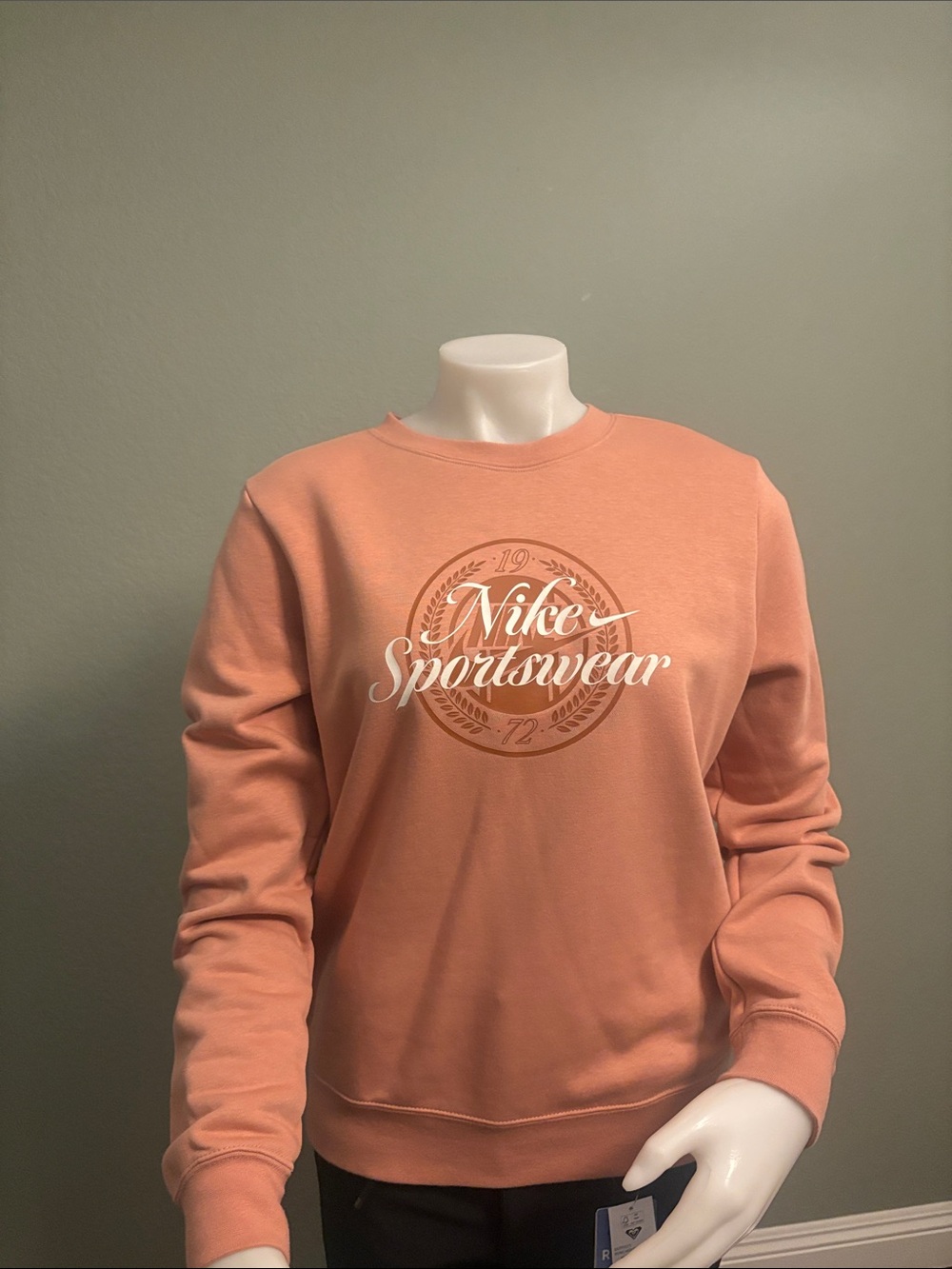 Nike Men's Crewneck Sweatshirt in Peach with White Logo